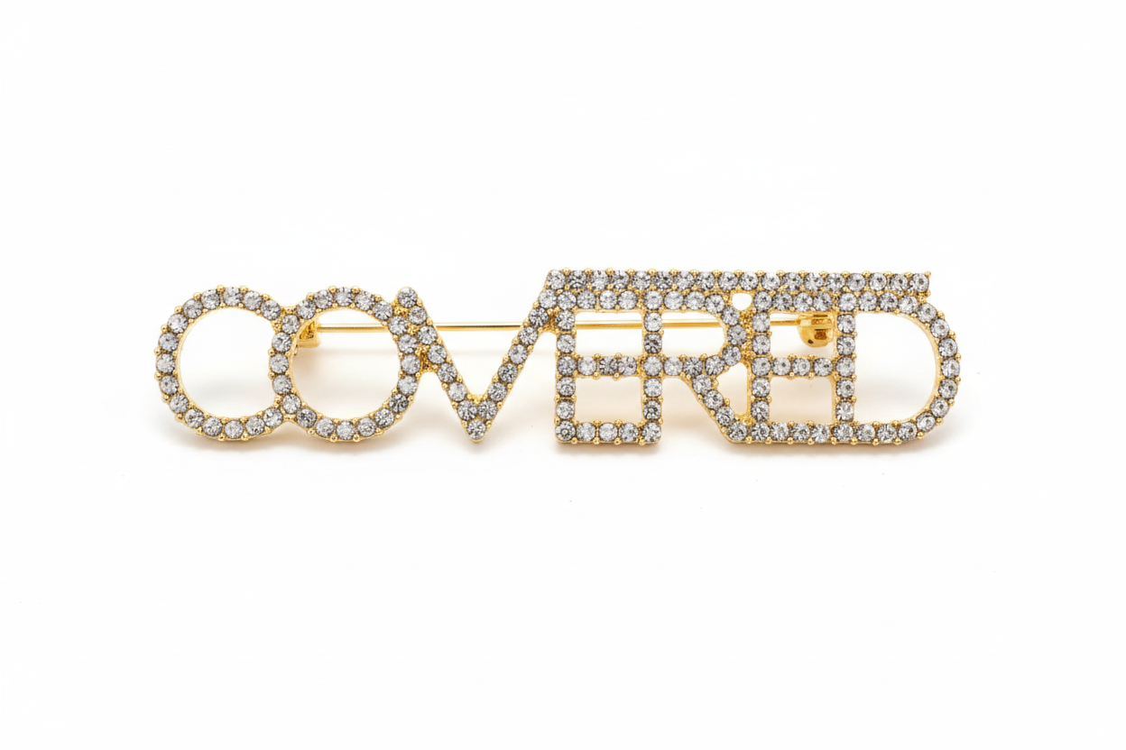 Gold COVERED Rhinestone Brooch - Studio Photo